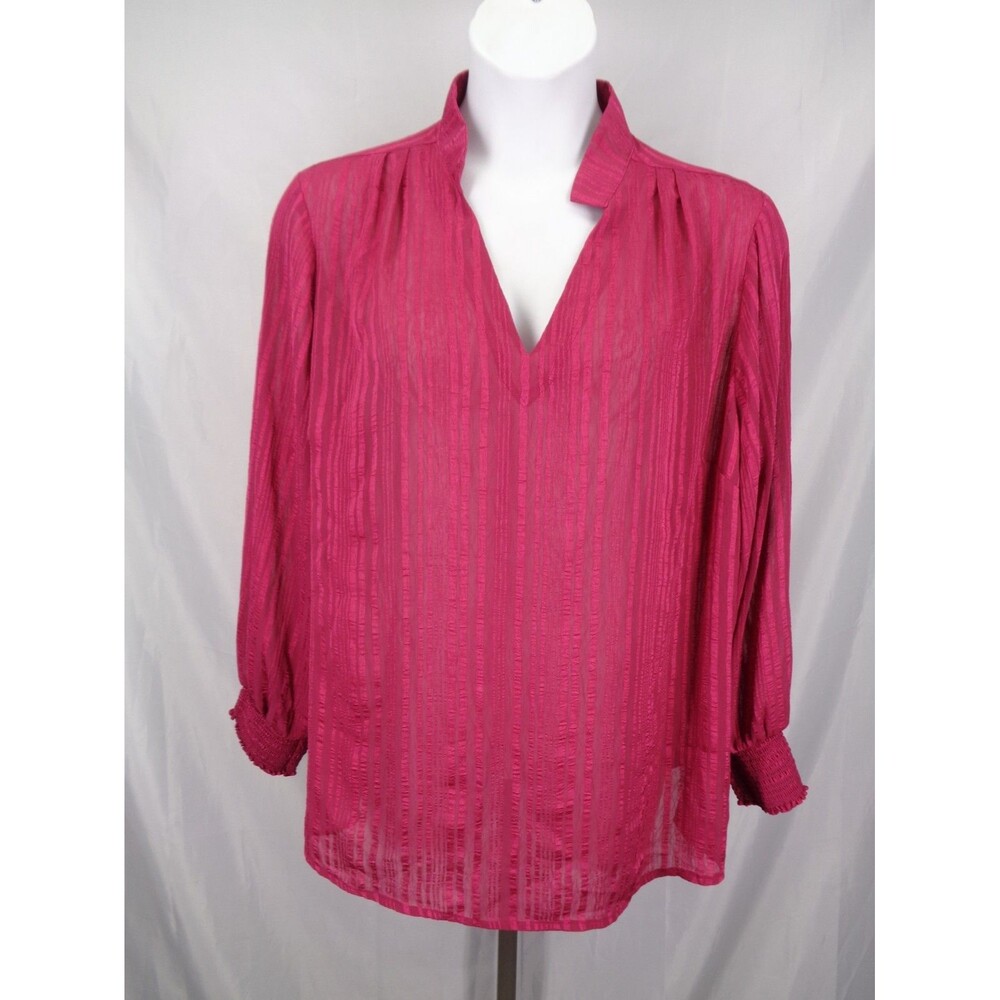 Soft Surroundings Sheer Stripe Jocelyn Blouse Top Plus Size 3X